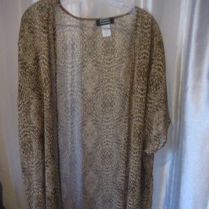 Promises Promises Women's Sheer Tan & Brown Animal Print Duster Sz 3X NWNT